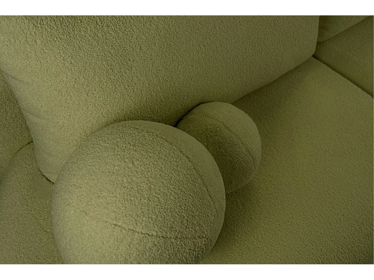 Canapé d'angle convertible FABIO 5 places en tissu bouclette - angle droit - taupe