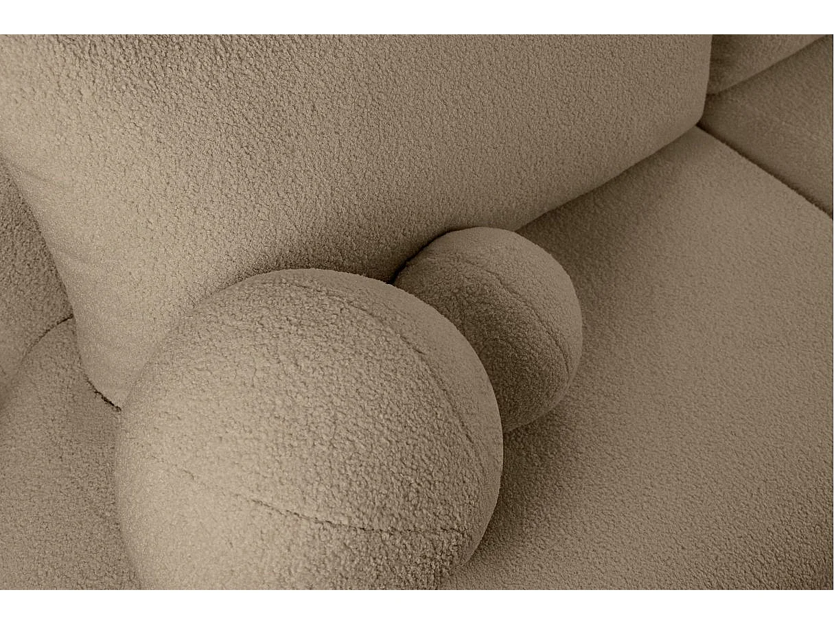 Canapé d'angle convertible FABIO 5 places en tissu bouclette - angle droit - Gris anthracite