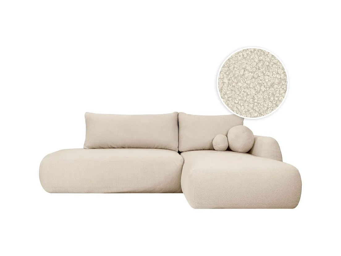 Canapé convertible droit 3 places MERRY en tissu bouclette - noir