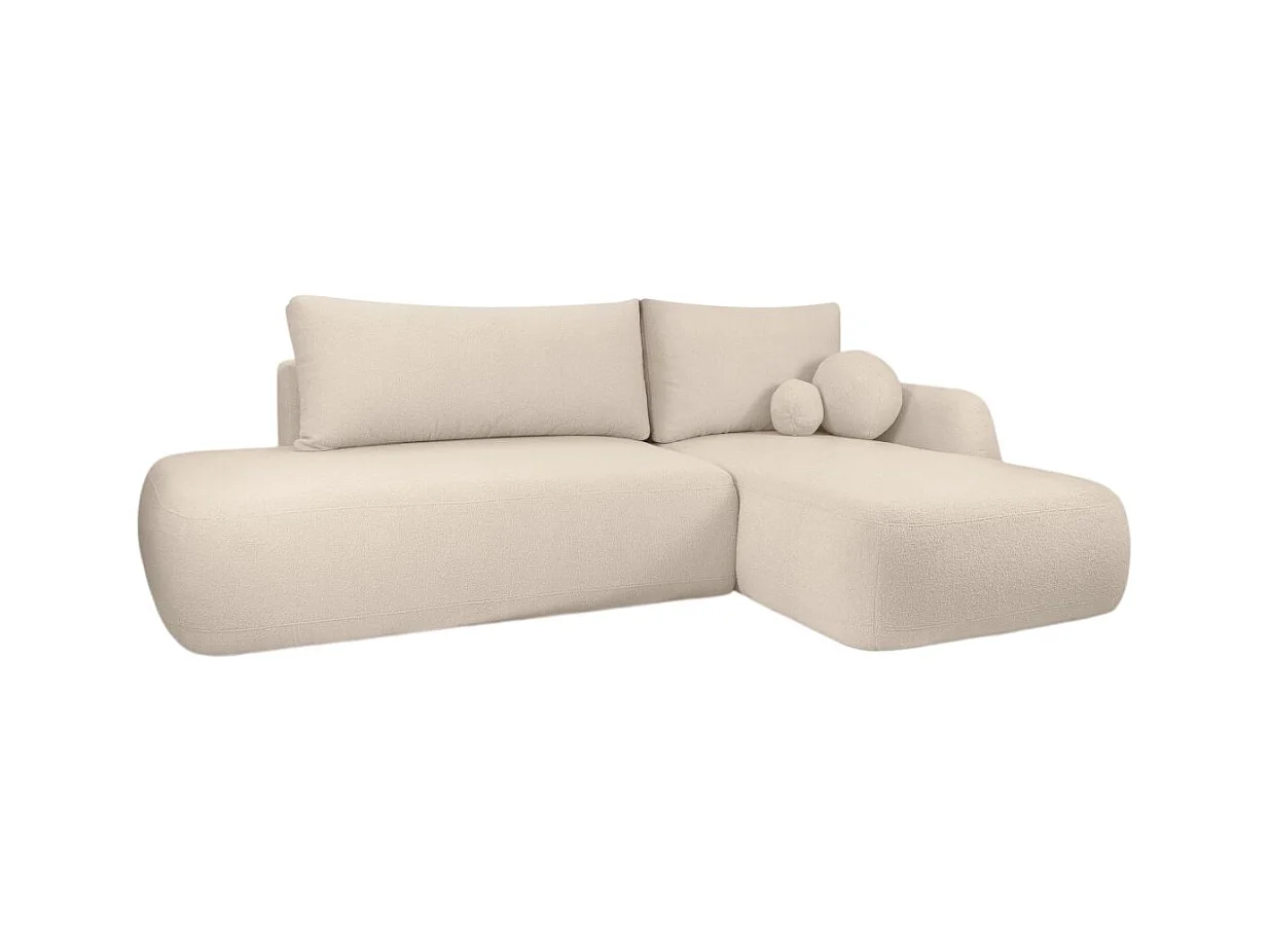 Canapé convertible droit 3 places MERRY en tissu bouclette - noir