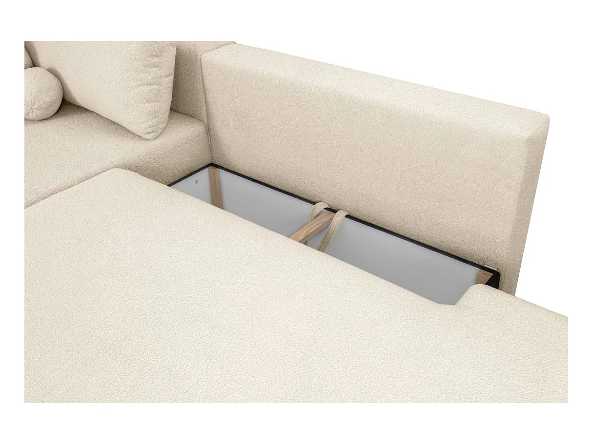 Canapé convertible droit 3 places MERRY en tissu bouclette - noir