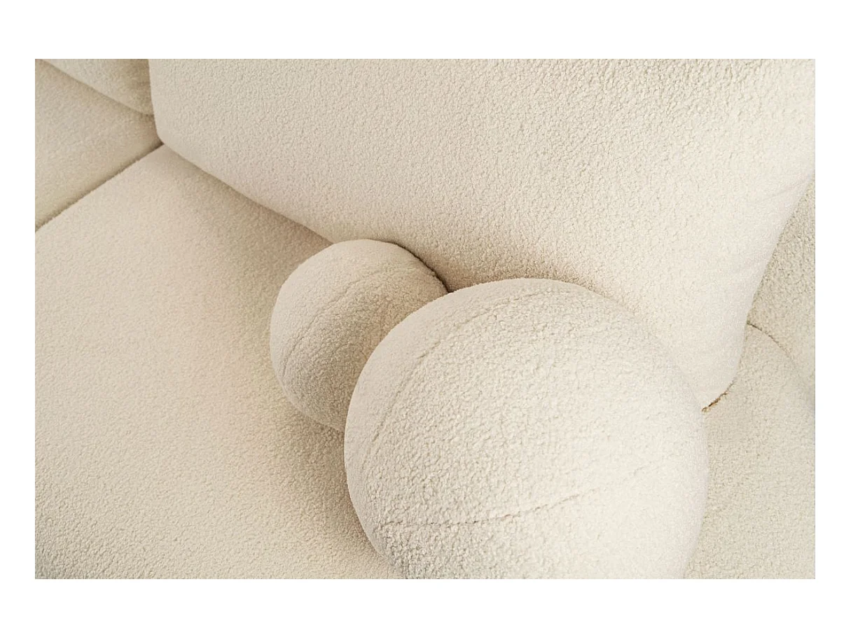 Canapé d'angle convertible FABIO 5 places en tissu bouclette - angle droit - terracotta