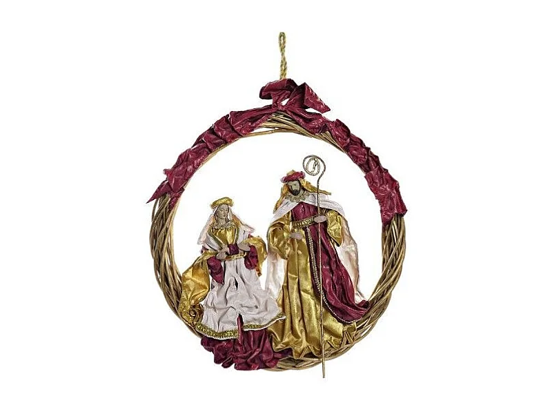 Weihnachtskrippe Goldener Kranz 30x5x30cm - Wanddekoration