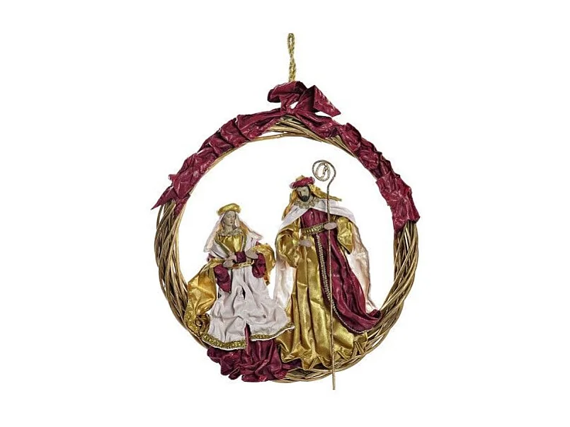 Weihnachtskrippe Goldener Kranz 30x5x30cm - Wanddekoration