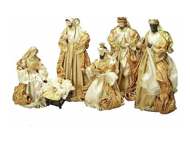 Weihnachtskrippe Goldener Kranz 30x5x30cm - Wanddekoration