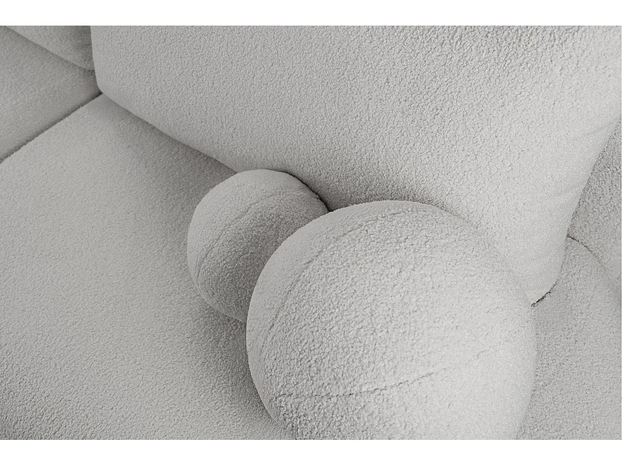 Canapé d'angle convertible FABIO 5 places en tissu bouclette - angle gauche - beige