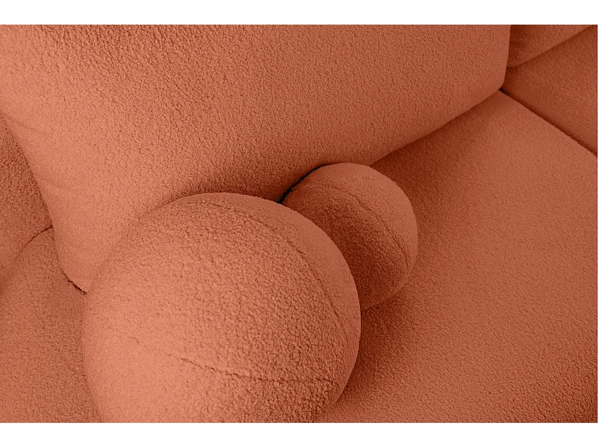 Canapé d'angle convertible FABIO 5 places en tissu bouclette - angle droit - terracotta