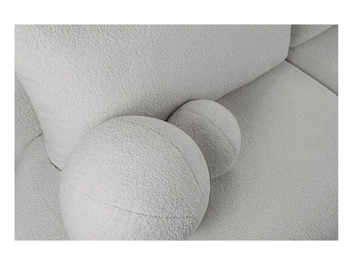 Canapé d'angle convertible FABIO 5 places en tissu bouclette - angle droit - beige