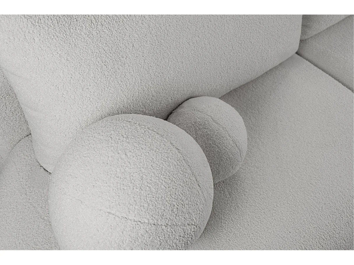 Canapé d'angle convertible FABIO 5 places en tissu bouclette - angle droit - gris clair