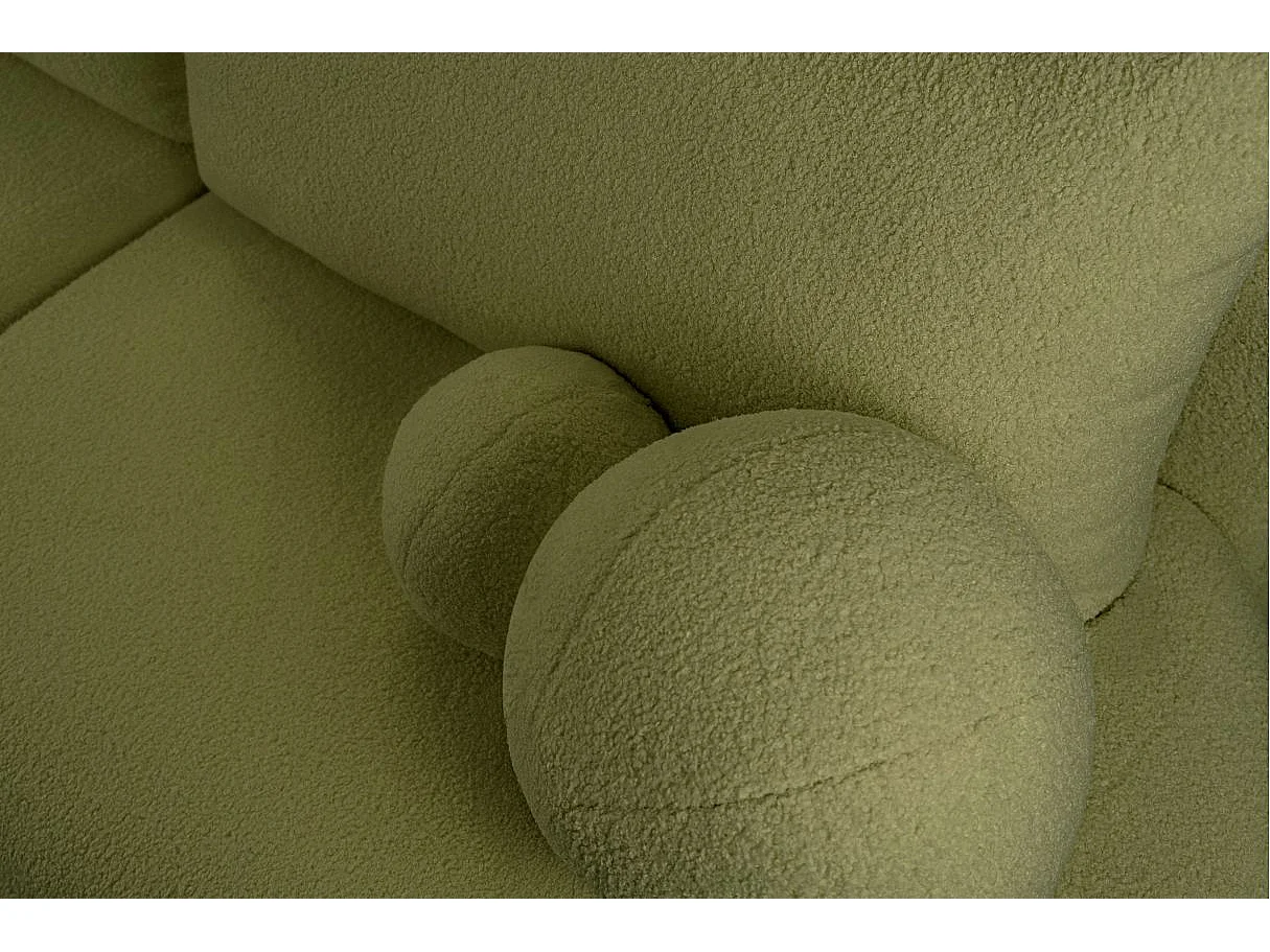 Canapé d'angle convertible FABIO 5 places en tissu bouclette - angle gauche - taupe