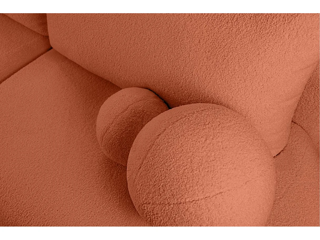 Canapé d'angle convertible FABIO 5 places en tissu bouclette - angle gauche - terracotta