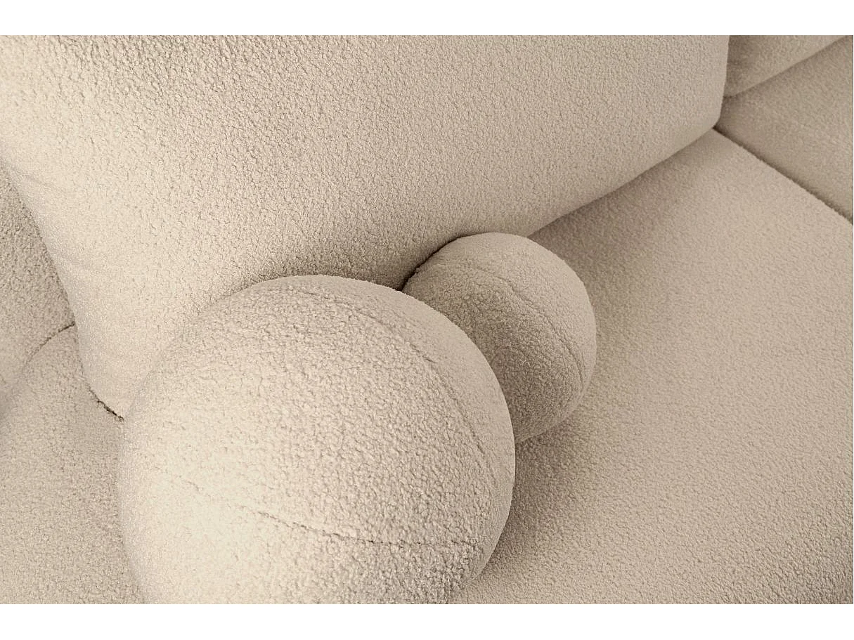 Canapé d'angle convertible FABIO 5 places en tissu bouclette - angle droit - beige