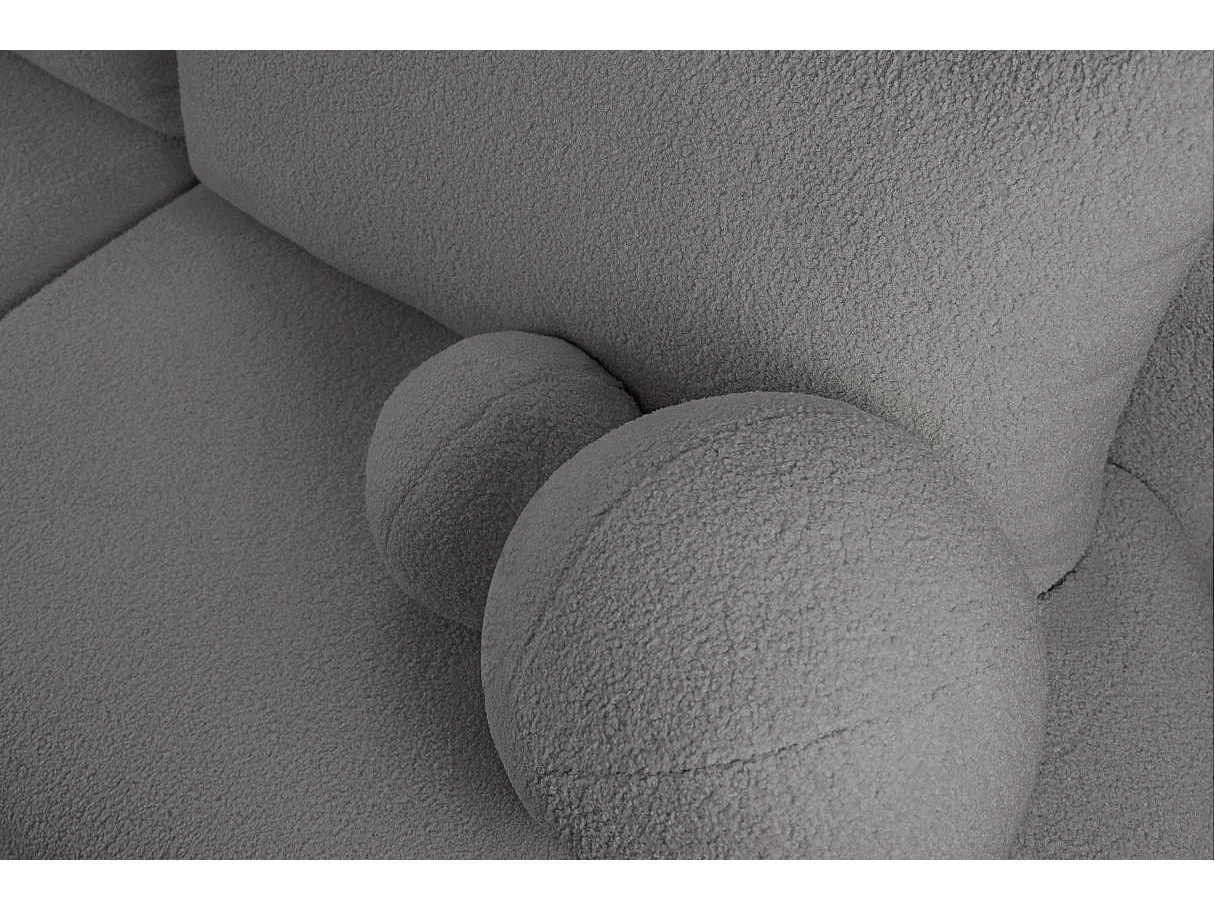 Canapé d'angle convertible FABIO 5 places en tissu bouclette - angle gauche - Gris anthracite