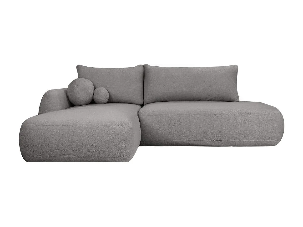 Canapé d'angle convertible FABIO 5 places en tissu bouclette - angle gauche - Gris anthracite