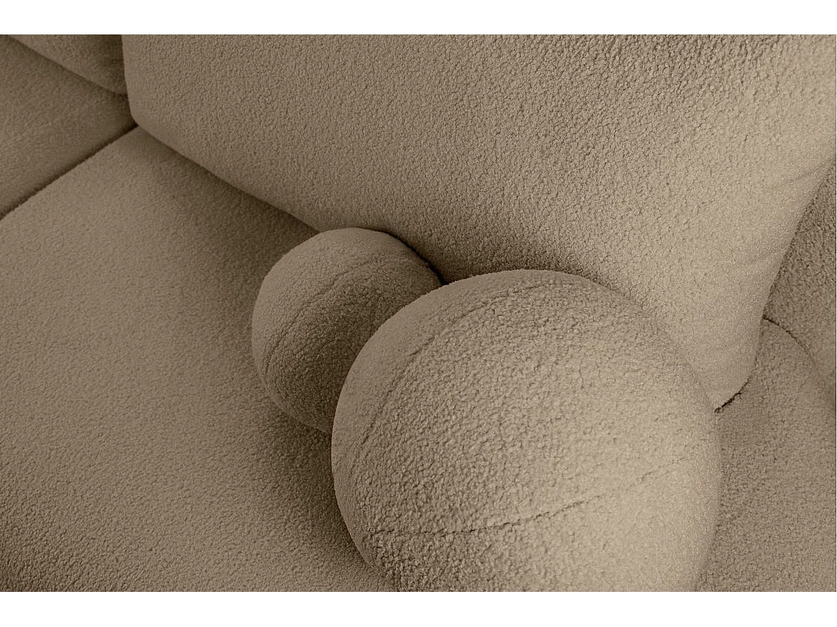 Canapé d'angle convertible FABIO 5 places en tissu bouclette - angle gauche - Gris anthracite