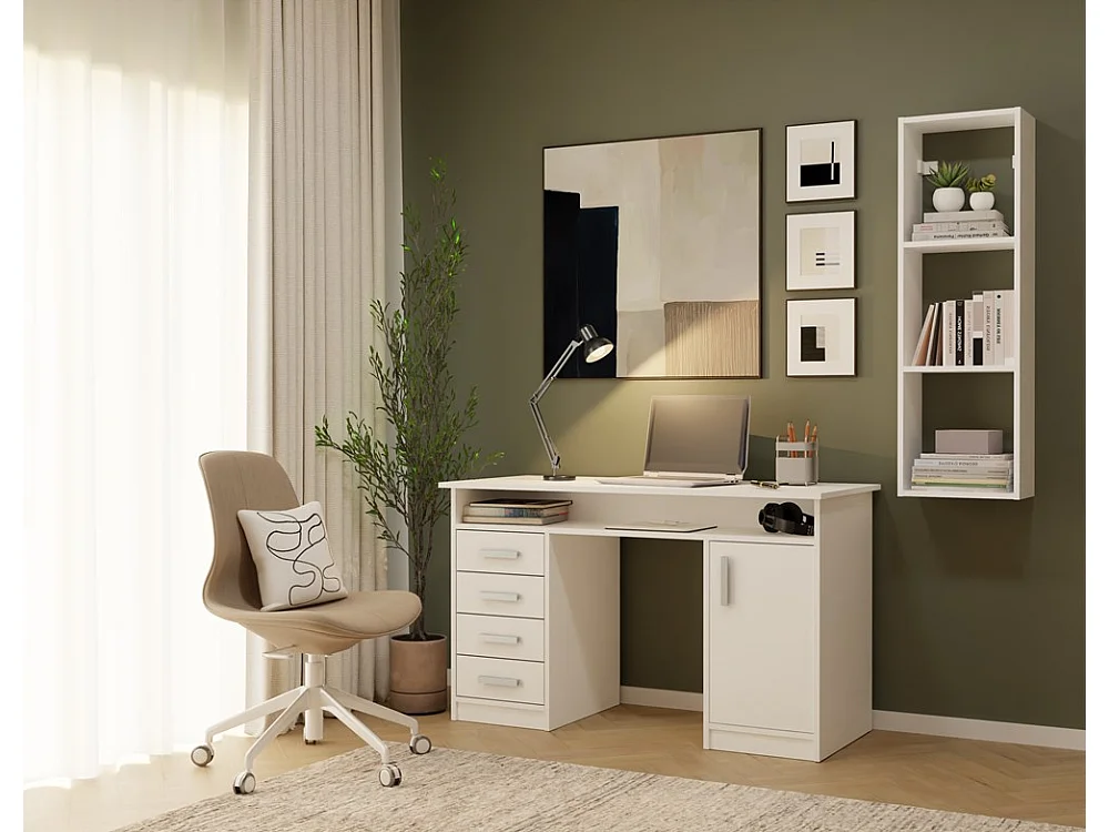 COBI - Mensola da parete design moderno con 3 scomparti - Bianco opaco