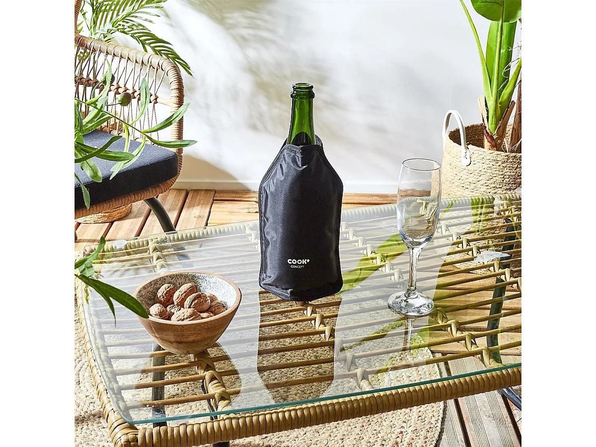 Rafraîchisseur de bouteille en polyester noir (H23 cm)