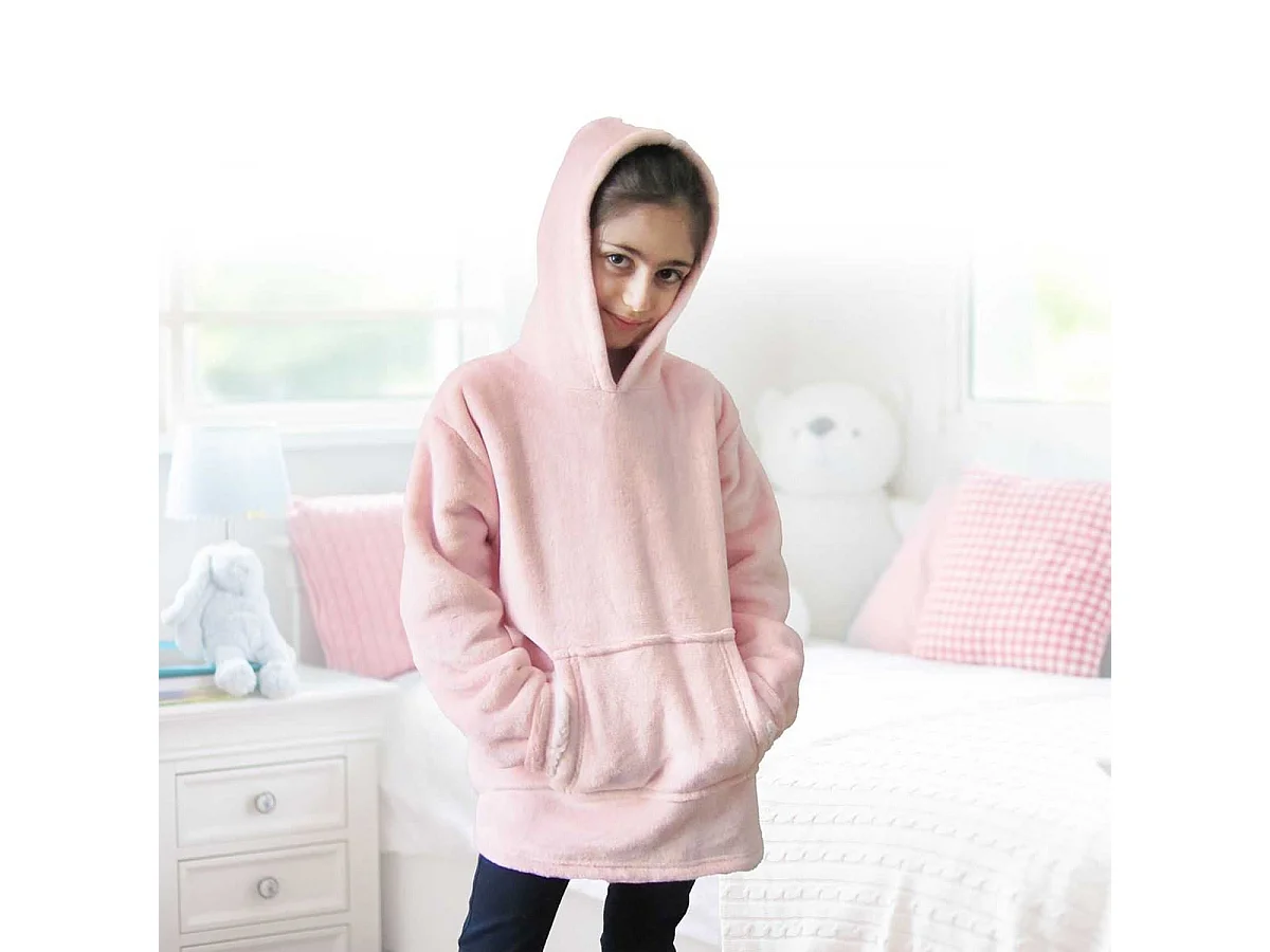 Sweat à Capuche Plaid Ultra Doux Rose 6-9ans - SWEET