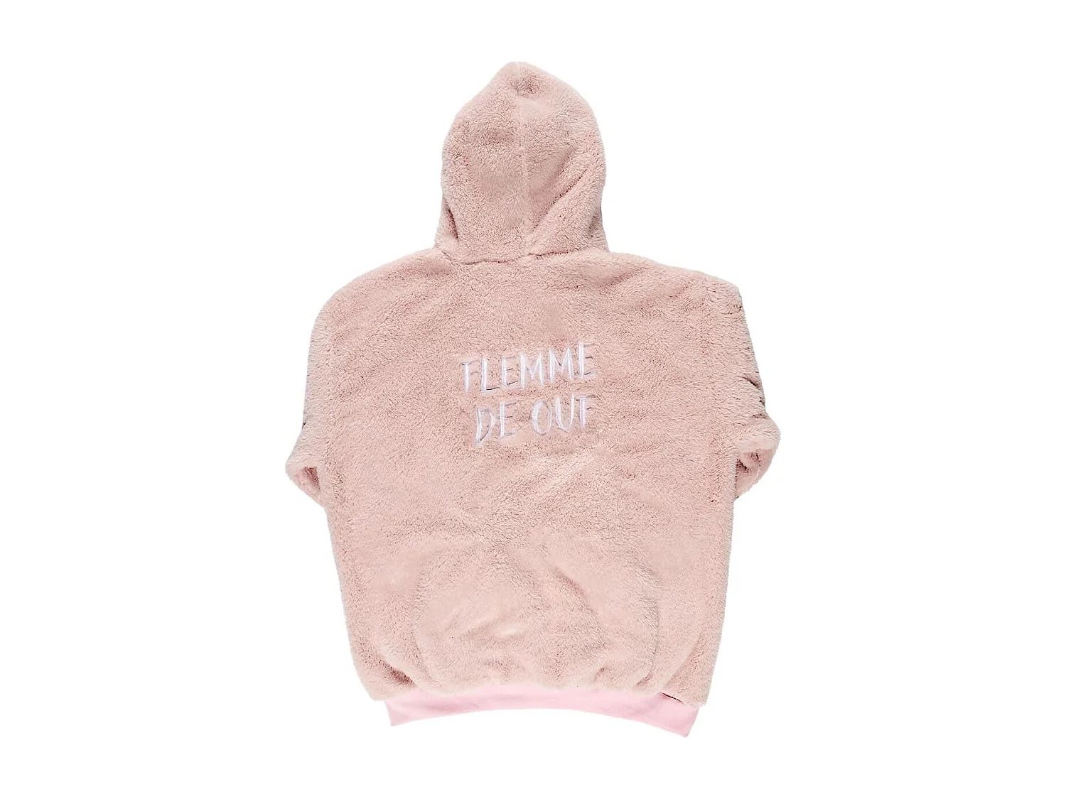Sweat à Capuche ultra doux rose avec une poche broderie "femme de ouf"