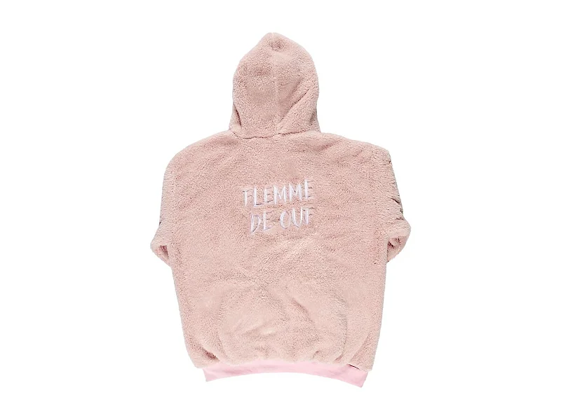 Sweat à Capuche ultra doux rose avec une poche broderie "femme de ouf"