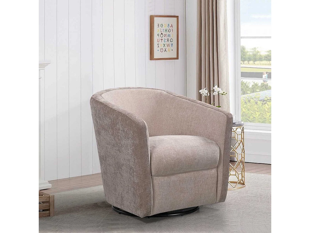 Fauteuil cabriolet pivotant 360° tissu maillé ultra doux bicolore beige - GINKO