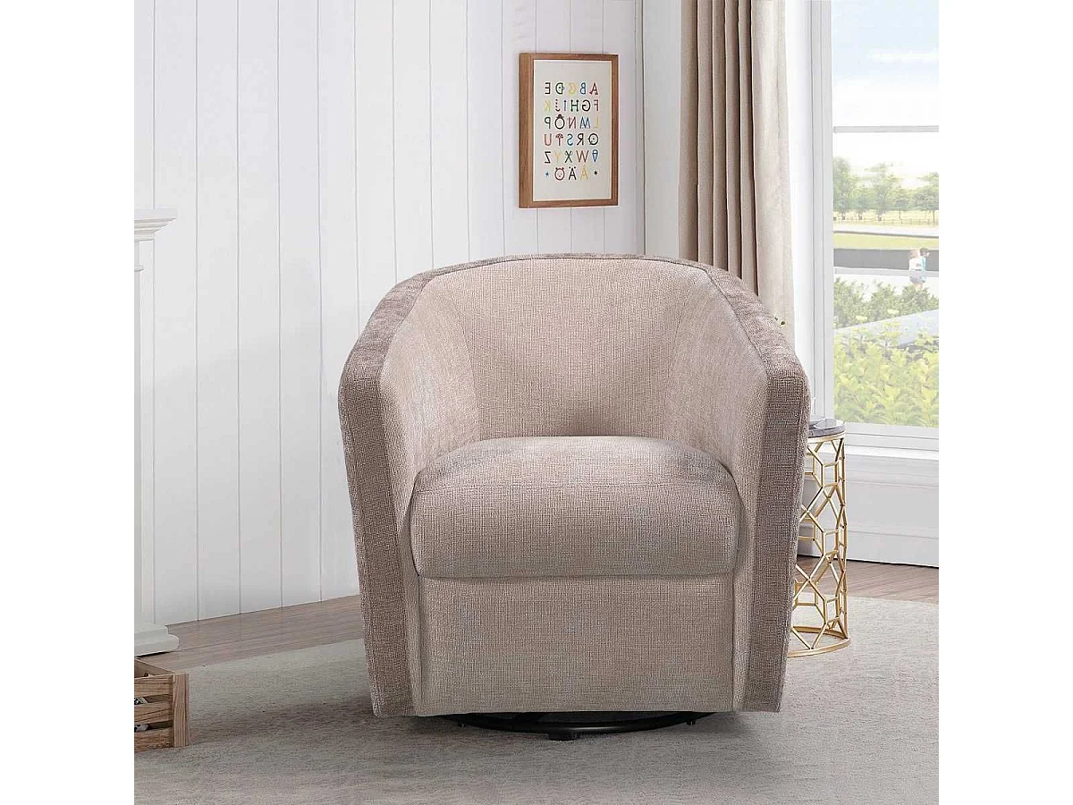 Fauteuil cabriolet pivotant 360° tissu maillé ultra doux bicolore beige - GINKO