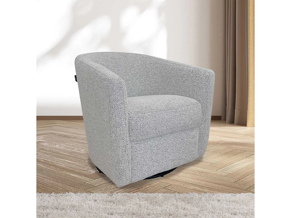 Fauteuil cabriolet pivotant 360° tissu maillé gris galet - GINKO