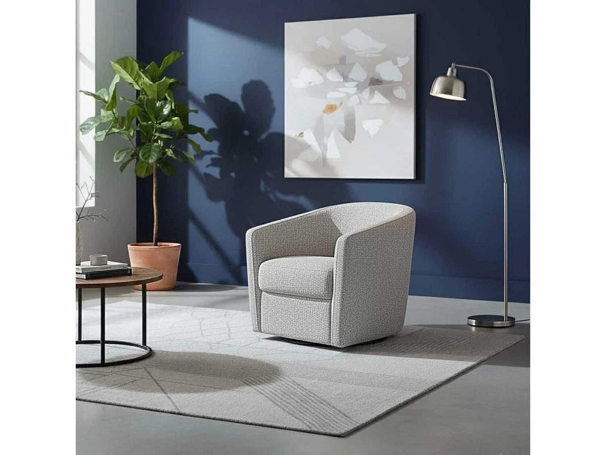 Fauteuil cabriolet pivotant 360° tissu maillé gris galet - GINKO