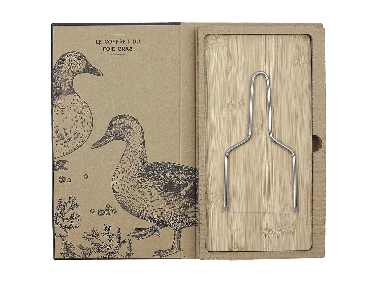 Coffret Découpe Foie Gras avec Lyre et Planche Bois - HATEA