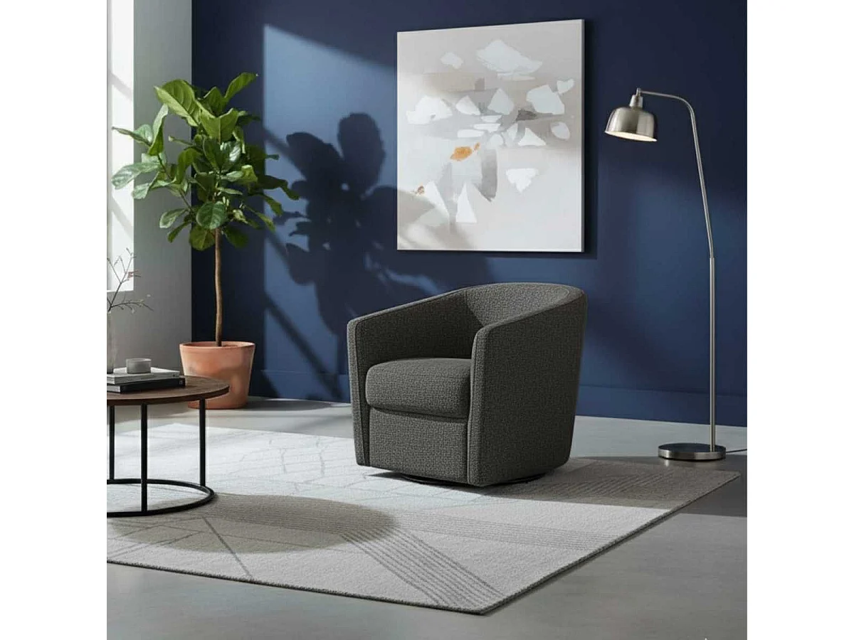 Fauteuil cabriolet pivotant 360° tissu maillé gris carbone - GINKO