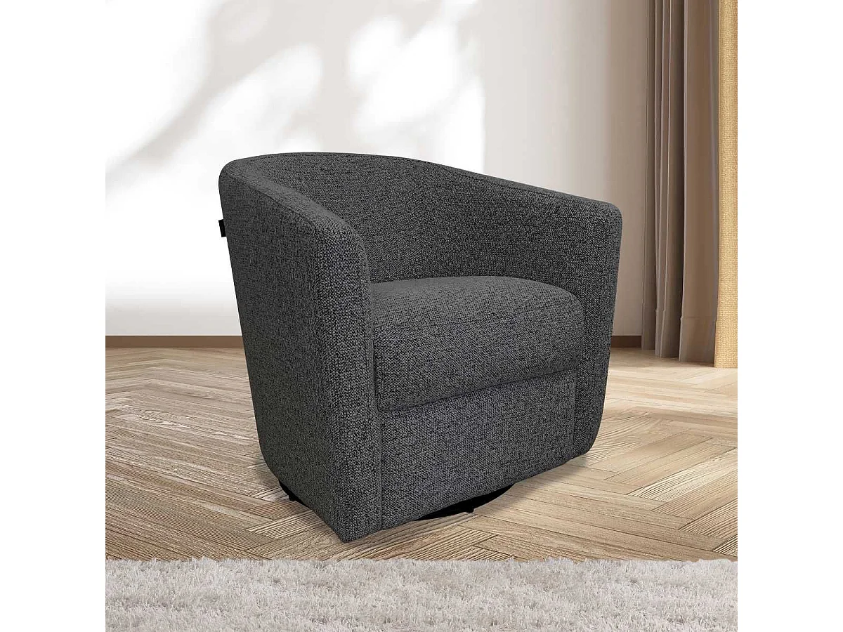 Fauteuil cabriolet pivotant 360° tissu maillé gris carbone - GINKO