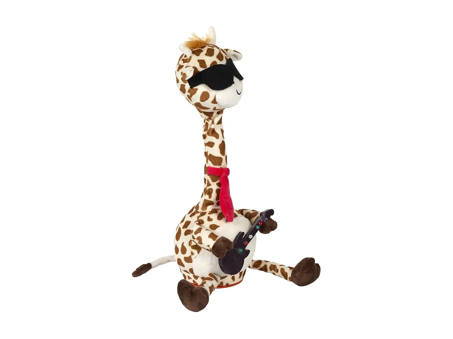 Girafe musicale et dansante en tissu polyester jaune et marron