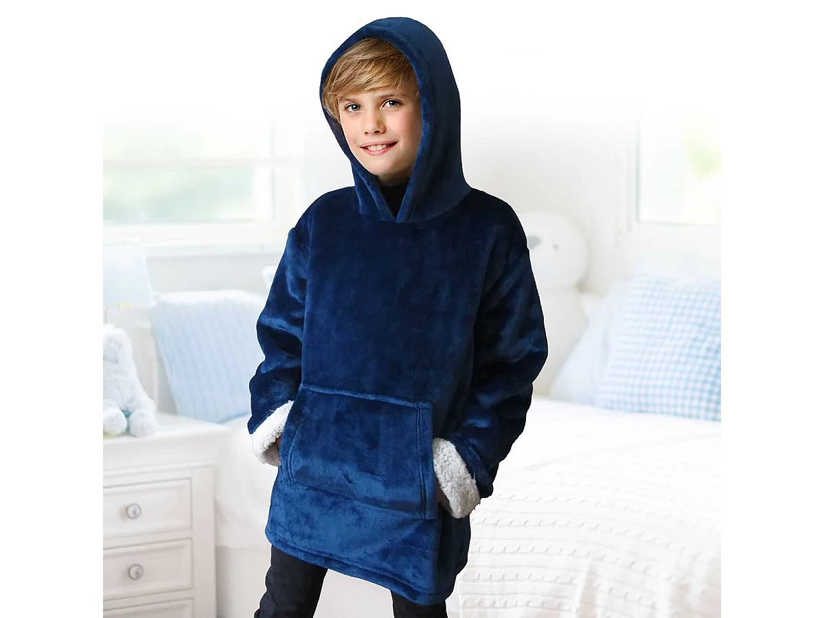 Sweat à Capuche Plaid Ultra Doux Bleu Nuit 6-9ans - SWEET