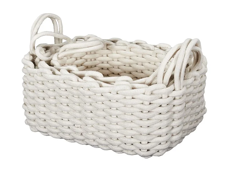 Lot de 3 Paniers Gigognes Tricot Blanc - ORIKA