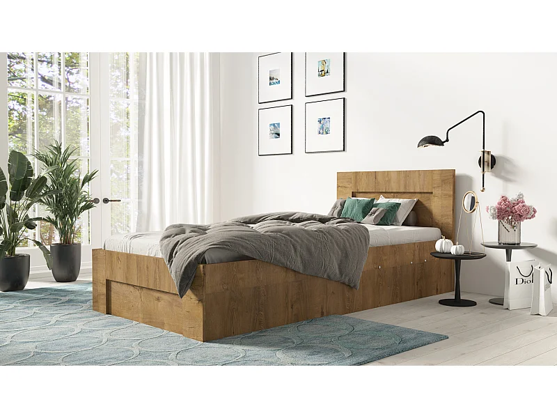 Bed 100 cm x 200 cm met zijopening | LEFKAS | Opbergruimte + Lattenbodem