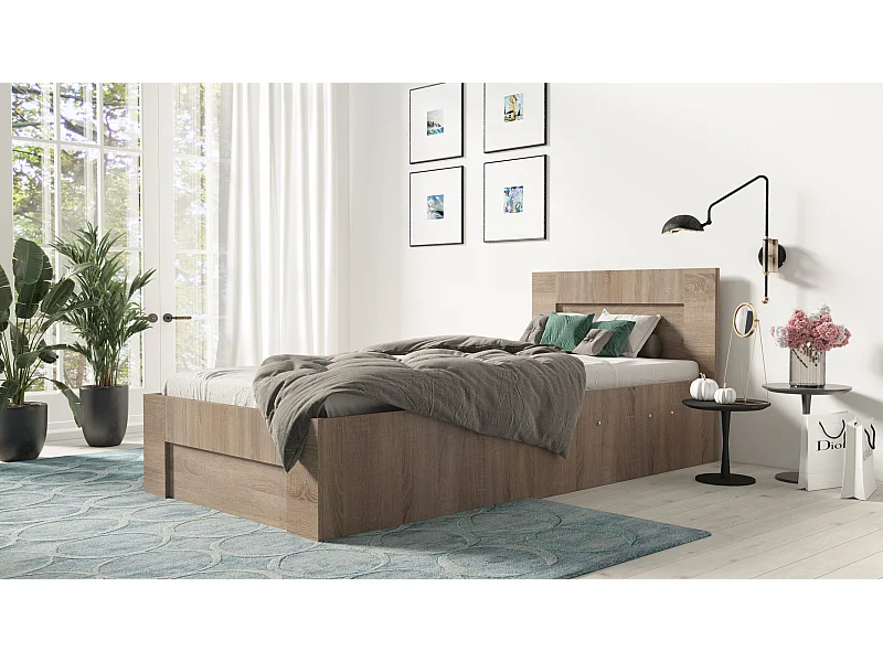 Bett 100 cm x 200 cm mit seitlicher Öffnung | TRUFFEL | Stauraum + Lattenrost