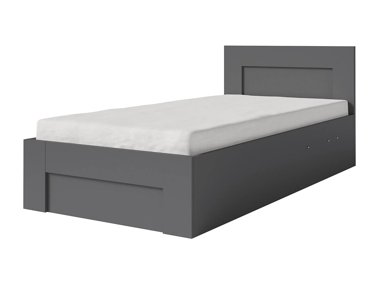 Bed 100 cm x 200 cm met zijopening | ANTRACIET | Opbergruimte + Lattenbodem