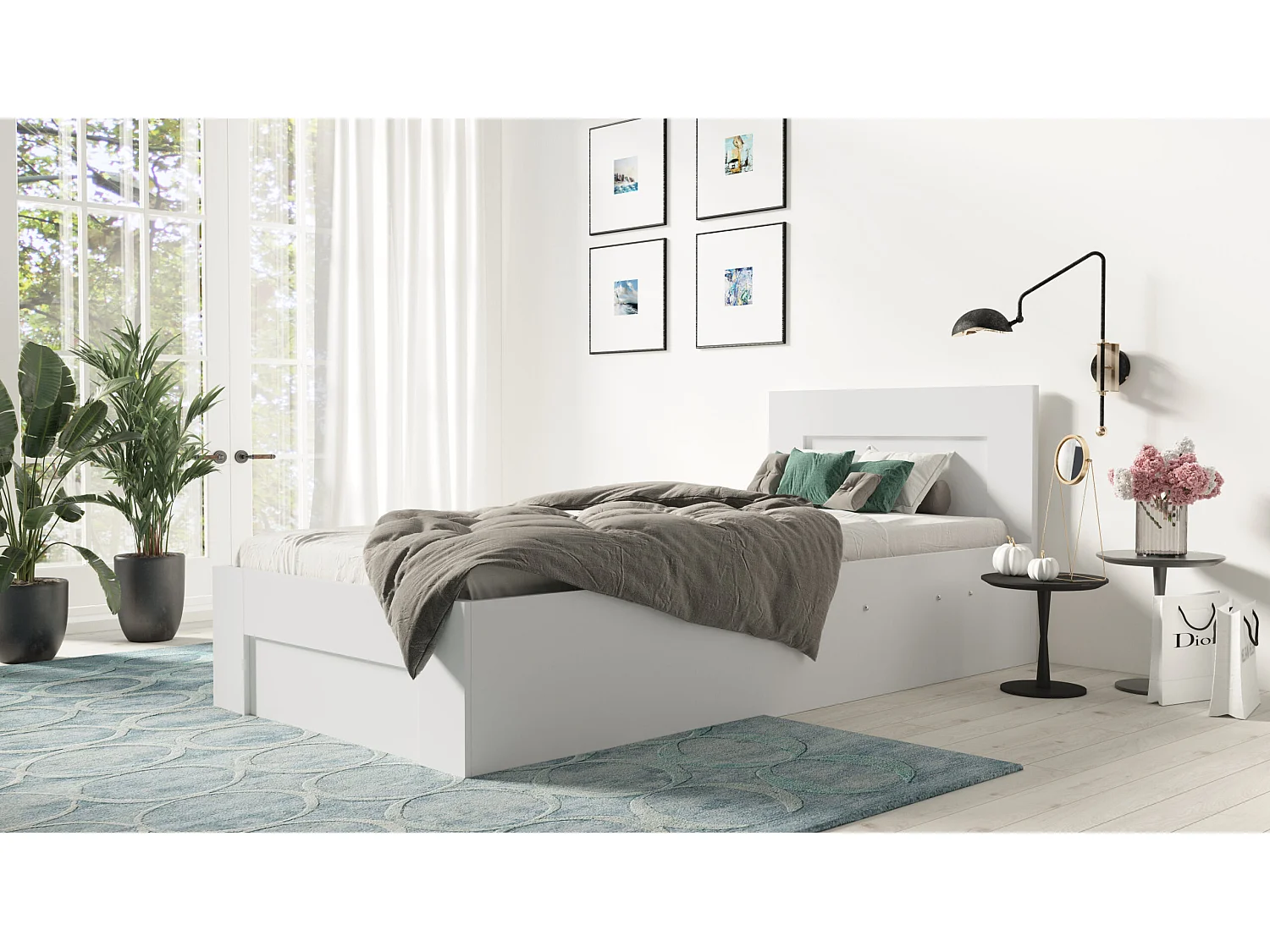 Łóżko 100cm x 200cm Otwierane z boku | BIAŁE | Pojemnik + Stelaż