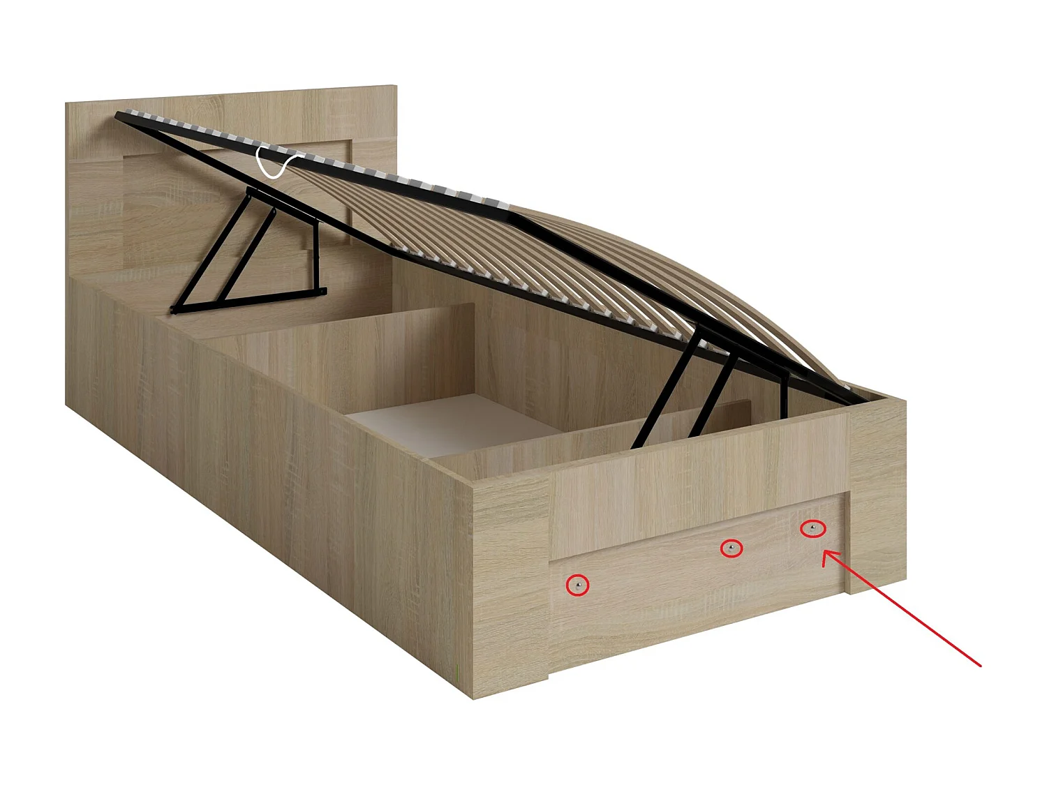 Łóżko 100cm x 200cm Otwierane z boku | BIAŁE | Pojemnik + Stelaż