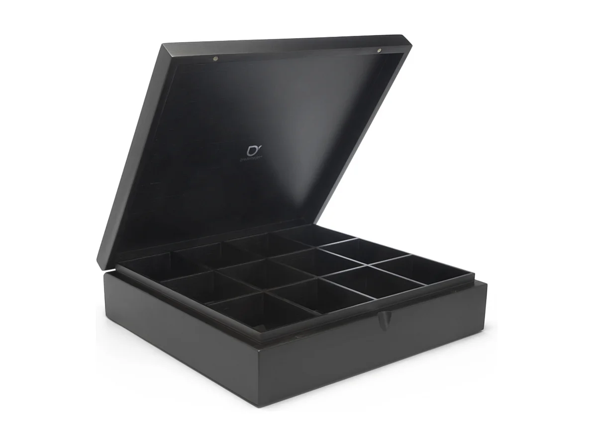 Universal - Coffret à thé noir 12 compartiments avec fenêtre