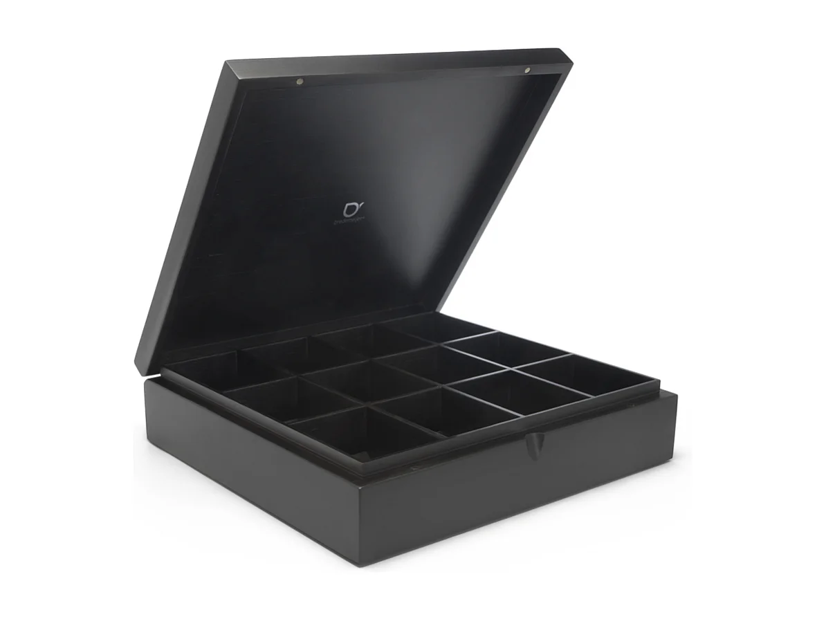 Universal - Coffret à thé noir 12 compartiments avec fenêtre