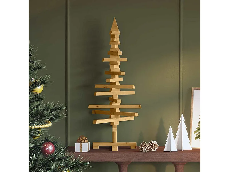 Albero di Natale in legno Marrone 90 cm Legno di pino massiccio