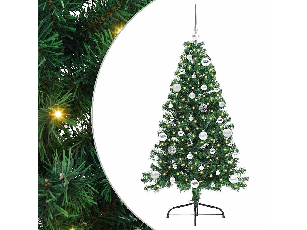 Albero di Natale artificiale preilluminato verde 150 cm in PVC