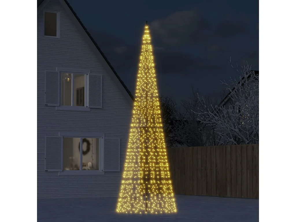 Sapin de Noël à LED sur mât de drapeau 1534 LED blanc 500 cm