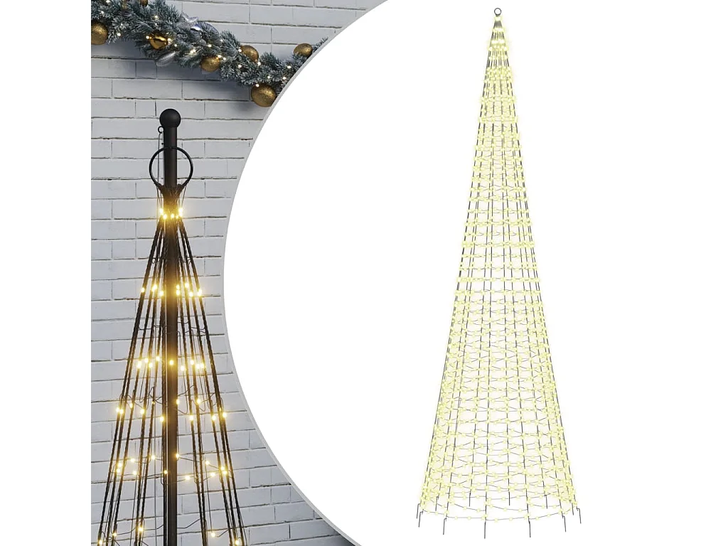 Sapin de Noël à LED sur mât de drapeau 1534 LED blanc 500 cm