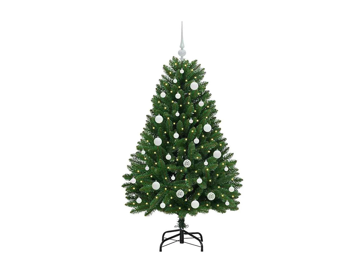 Künstlicher Weihnachtsbaum mit 150 LEDs Grün 150 cm PVC und Metall