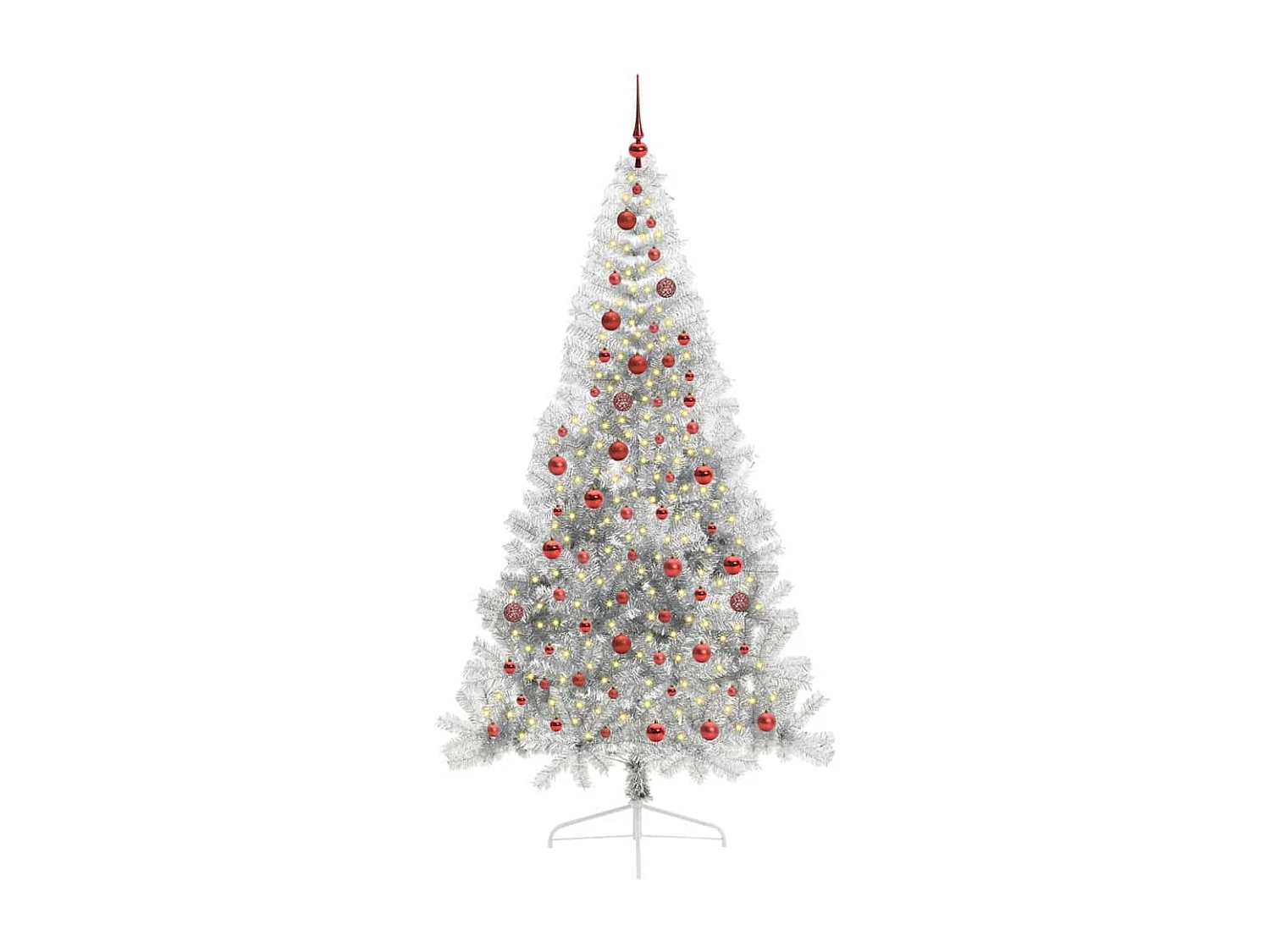 Sapin de Noël artificiel pré-éclairé Argent 210 cm PET