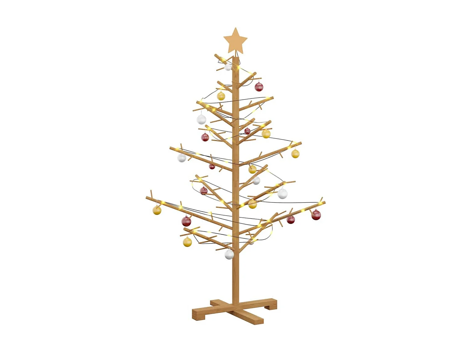 Arbre de Noël en bois Marron 125 cm Bois massif en pin