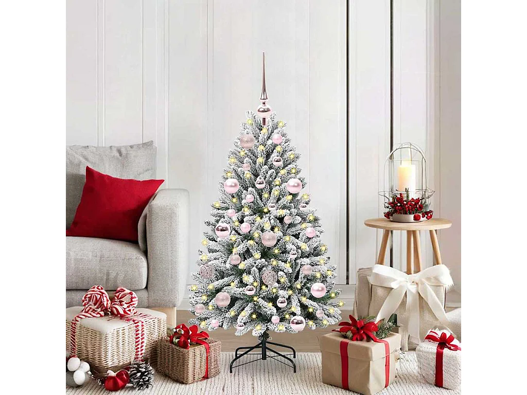 Sapin de Noël artificiel Vert et blanc 120 cm PVC et métal