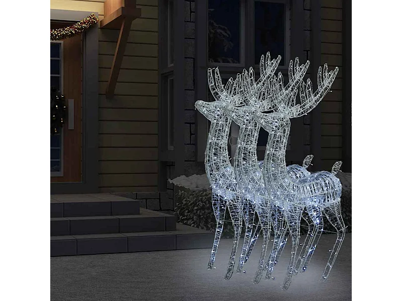 Rennes de Noël XXL Acrylique 250 LED 3 pcs 180 cm Blanc froid